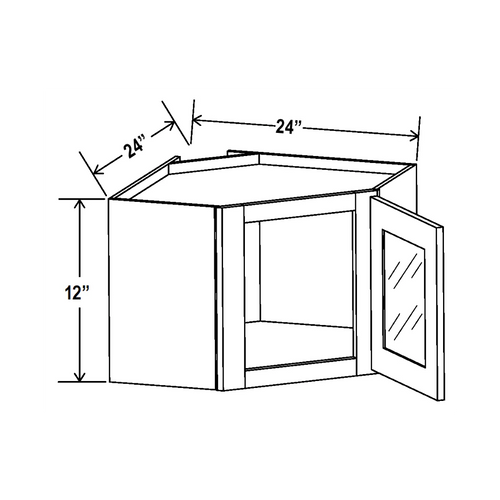 12/18/30/36"H Diagonal Corner Single Glass Door