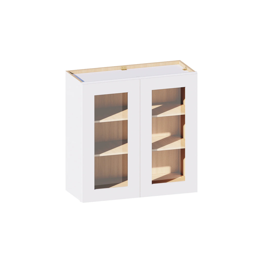 30"H Double Glass Door Wall Cabinets