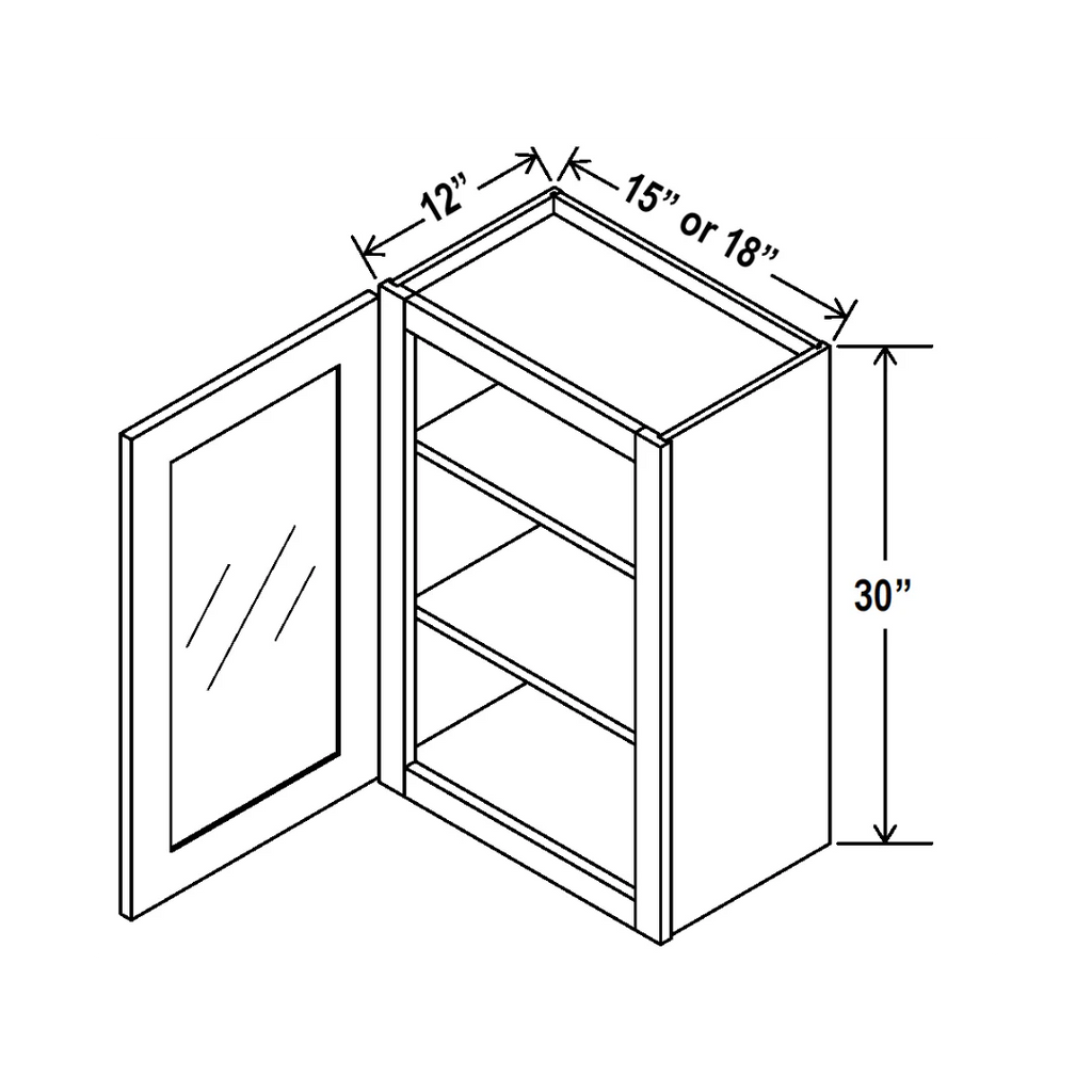 30"H Single Glass Door Wall Cabinets