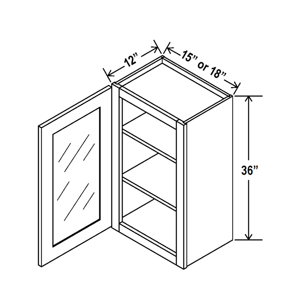 36"H Single Glass Door Wall Cabinets