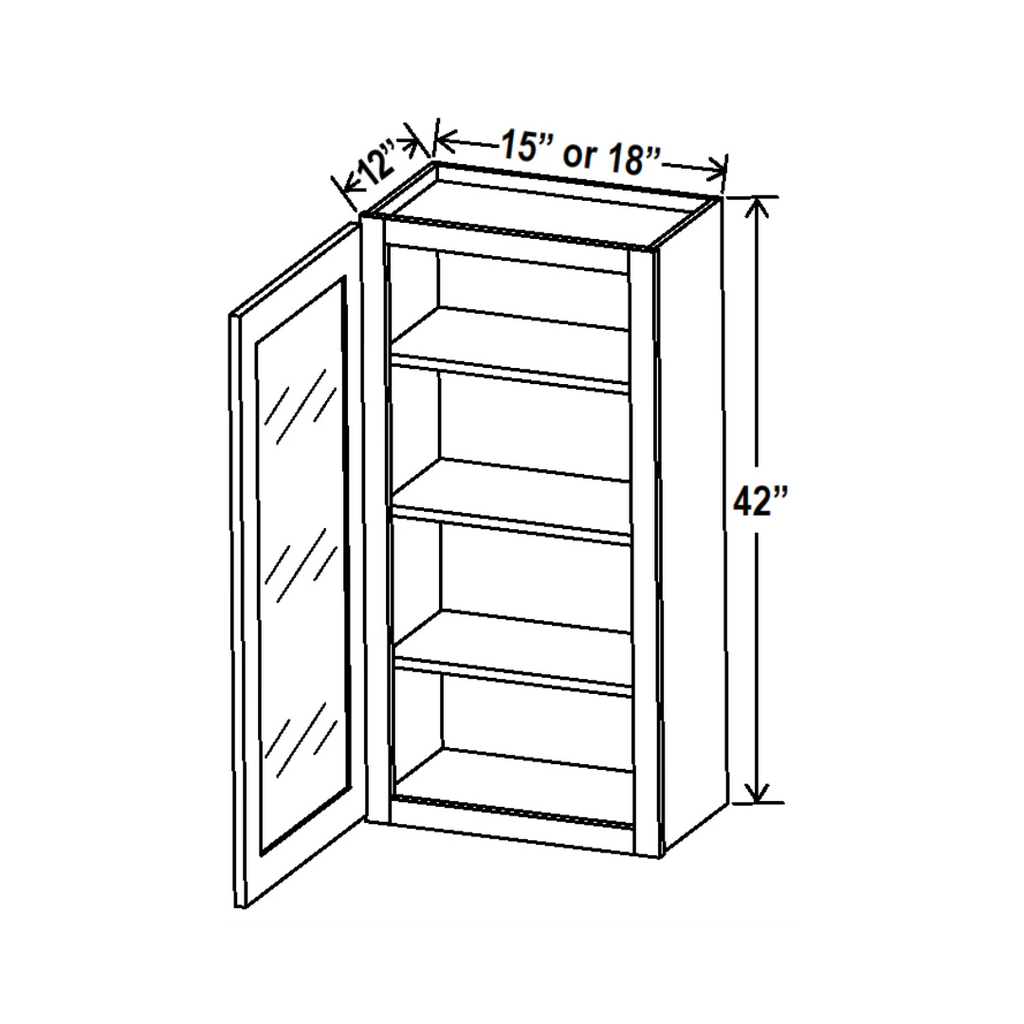 42"H Single Glass Door Wall Cabinets