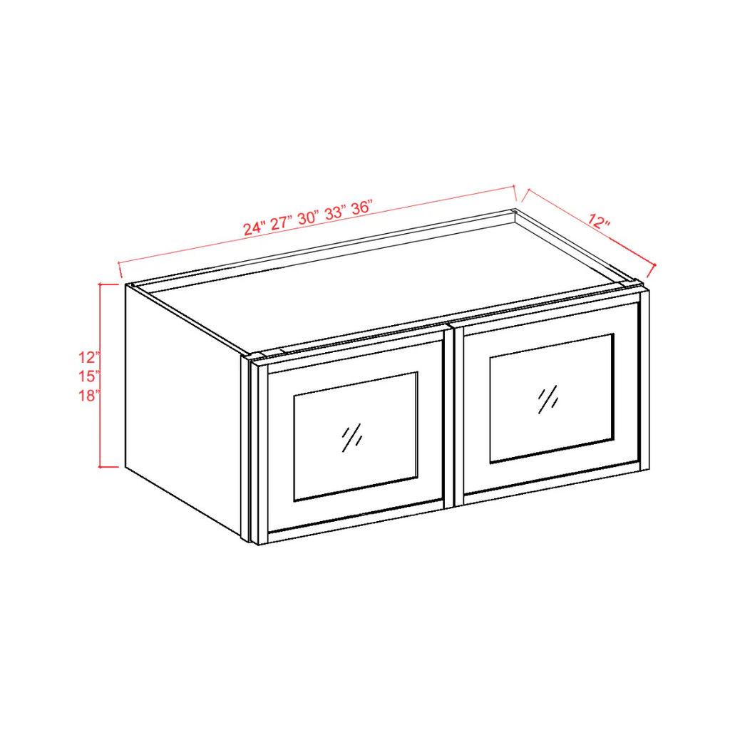 12''/18"H Double Glass Door Wall Cabinets