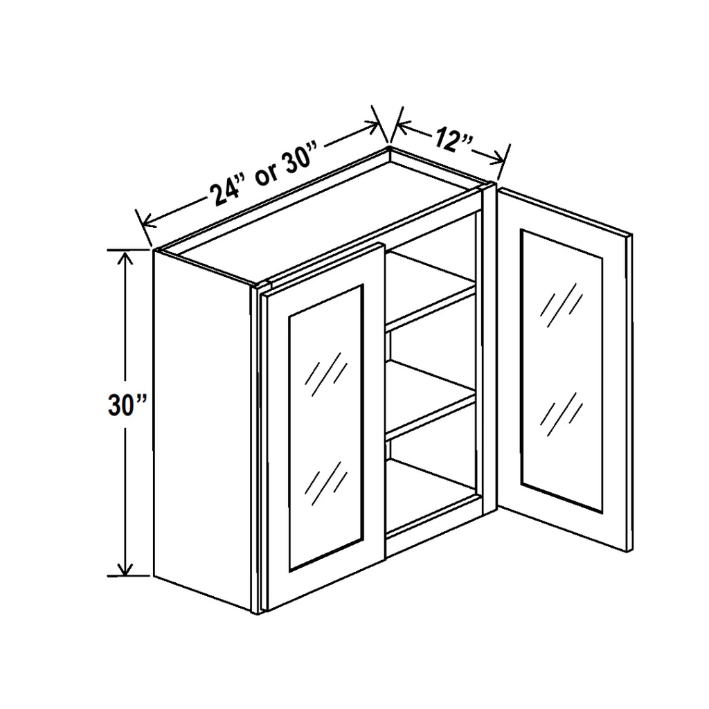 30"H Double Glass Door Wall Cabinets