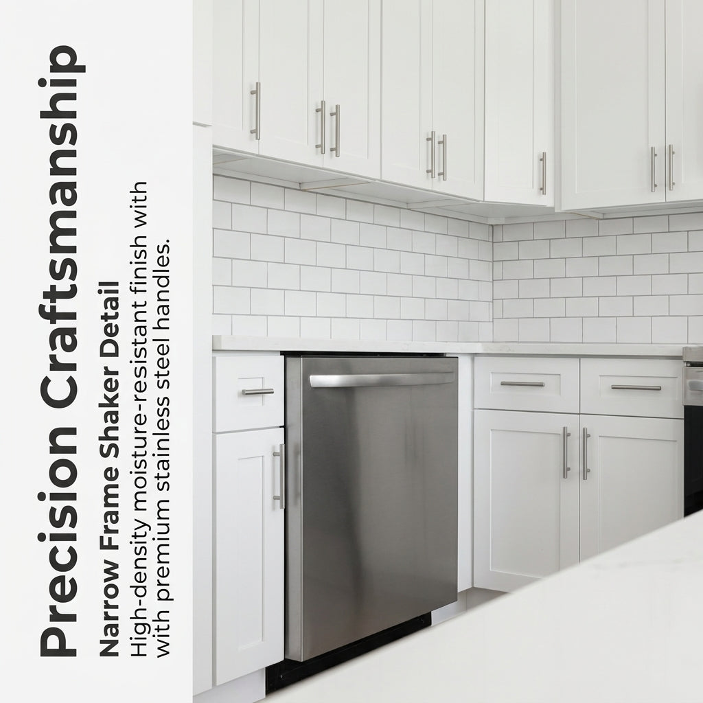 Modern Shaker White Complete Kitchen Cabinets Package - TSW Series