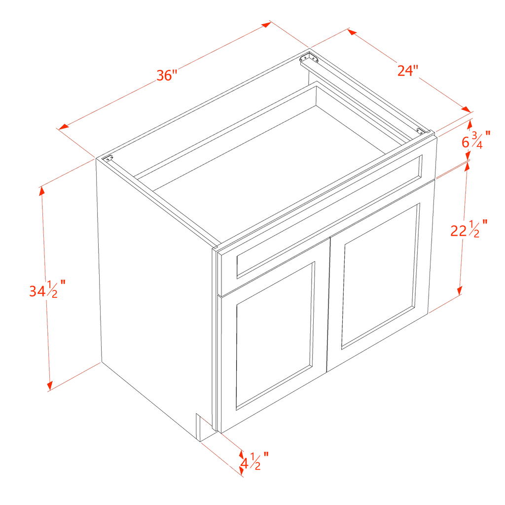 Double Doors/Single Drawer Base