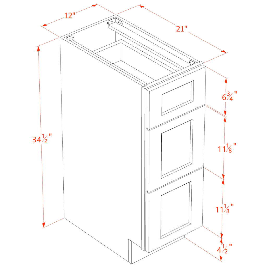 Vanity 3-Drawer Base