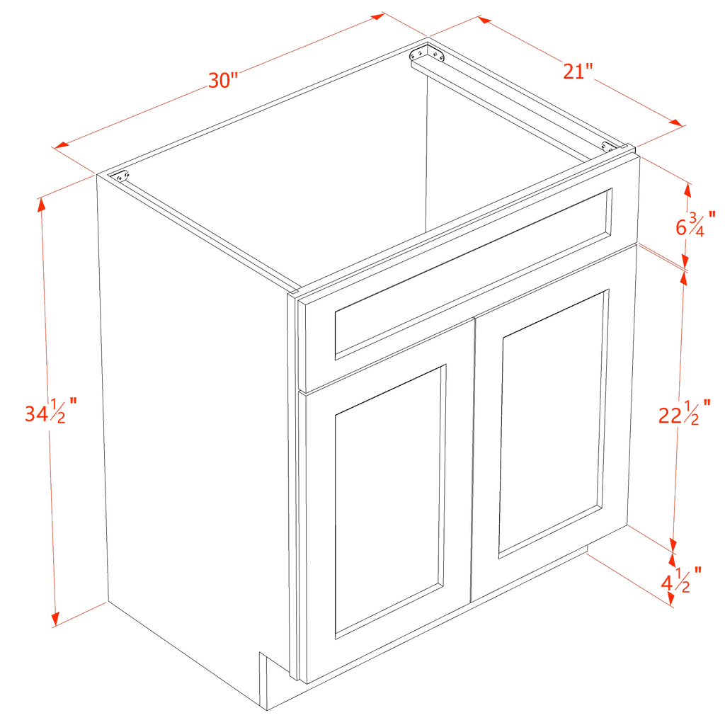 Vanity Sink Base (Double Door)