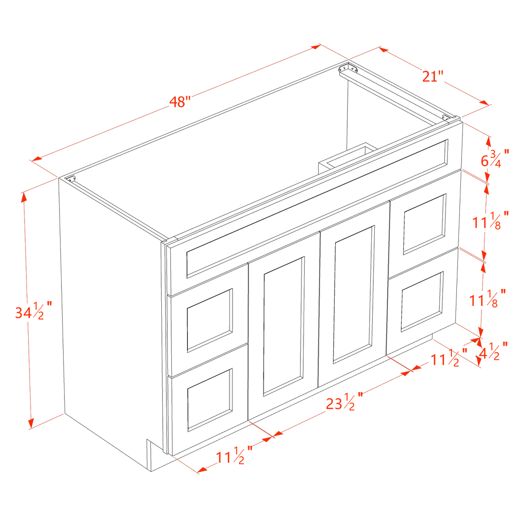 42''/48'' W Vanity Sink Base Combo