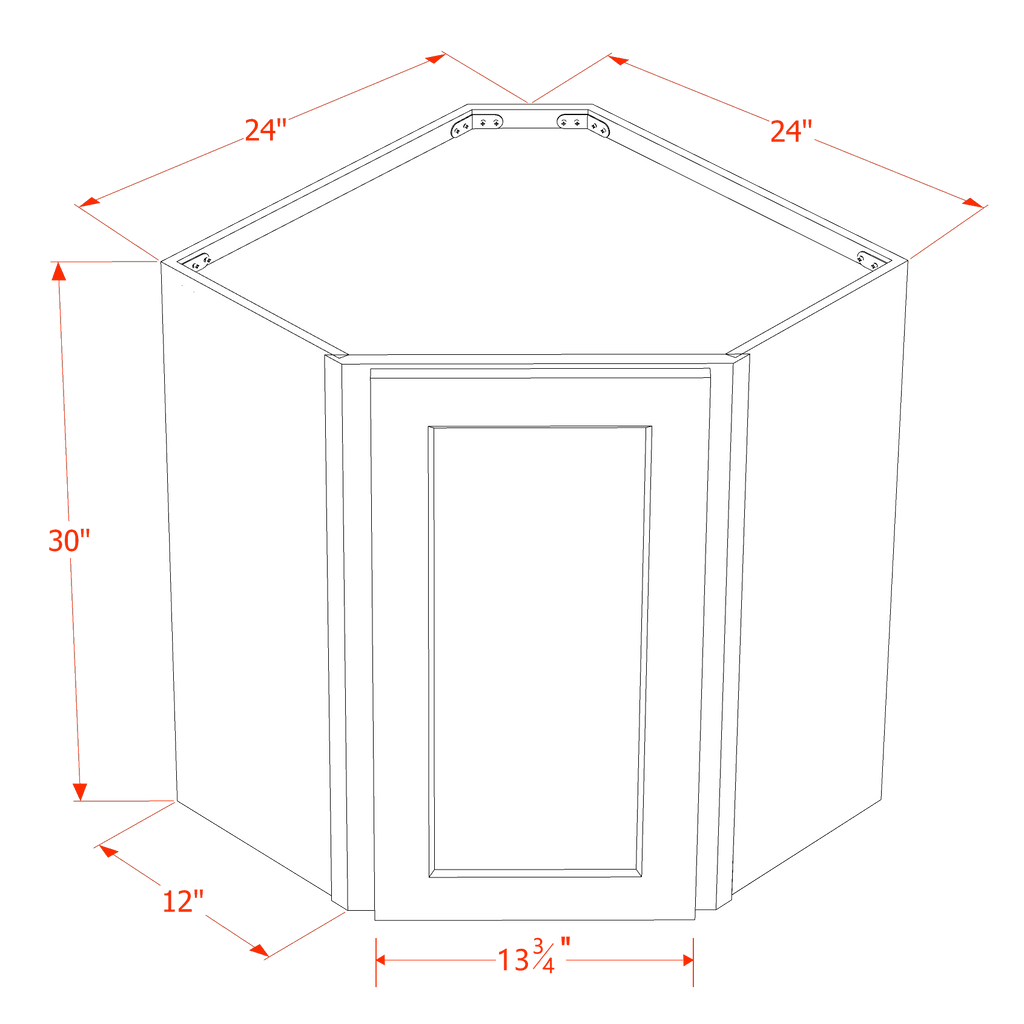 30"H Diagonal Corner Wall